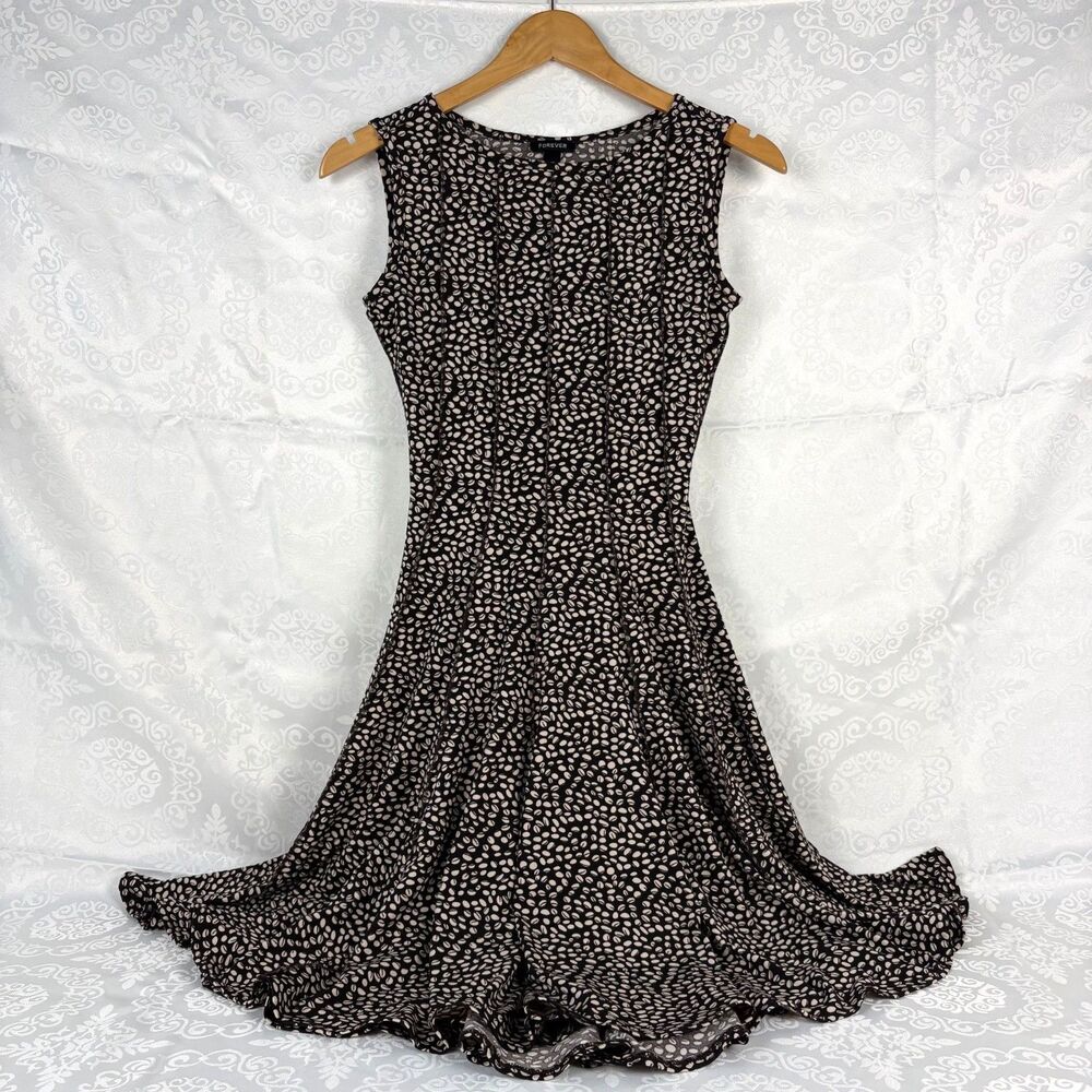 Y2K Forever Midi Dress Twirly Coffee Bean Print Twee Party Work Casual Size PS